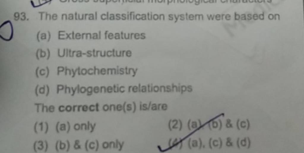 The Natural Classification System Were Based On (a) External Features (b)..