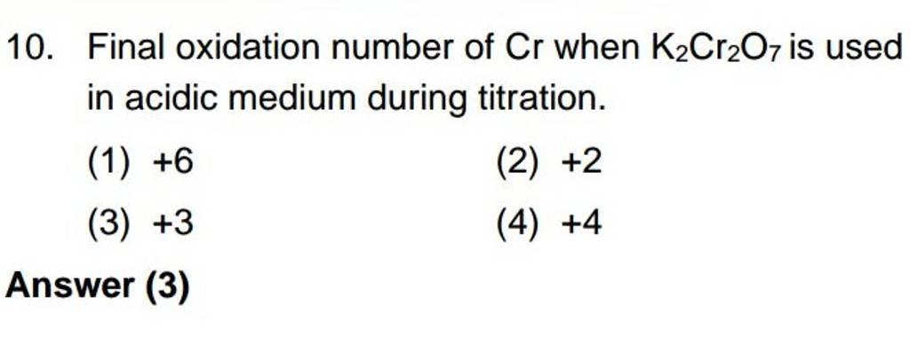 k2cr2o7 oxidation number in basic medium