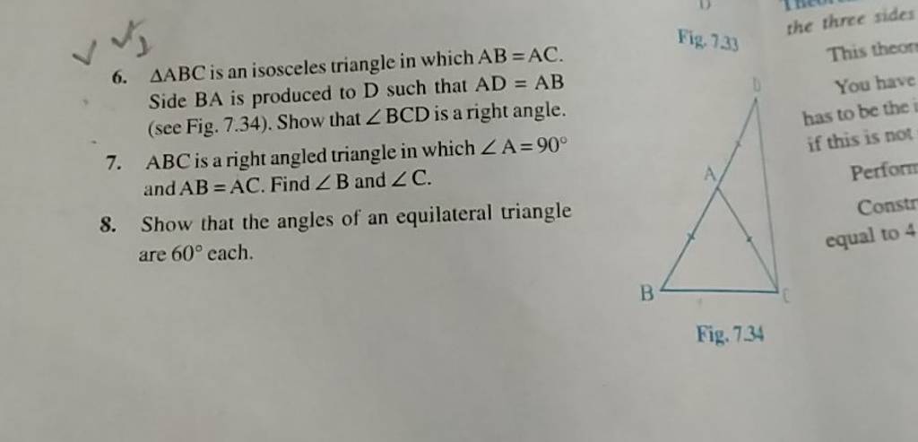 6. ABC is an isosceles triangle in which AB=AC. Side BA is produced to D..