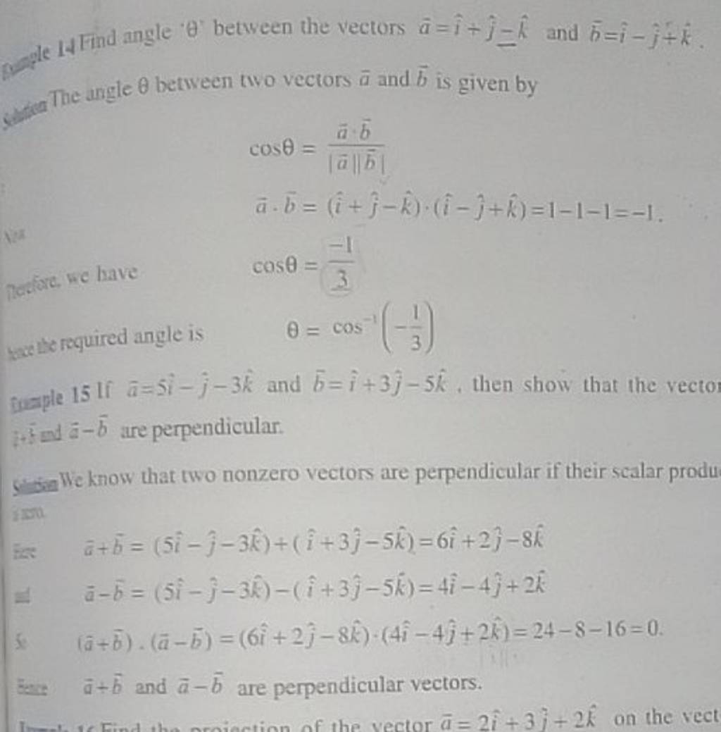 Ale 14 Find Angle θ ' Between The Vectors A=i^+j^ =k^ And B=i^−j^ +k^. 2e..