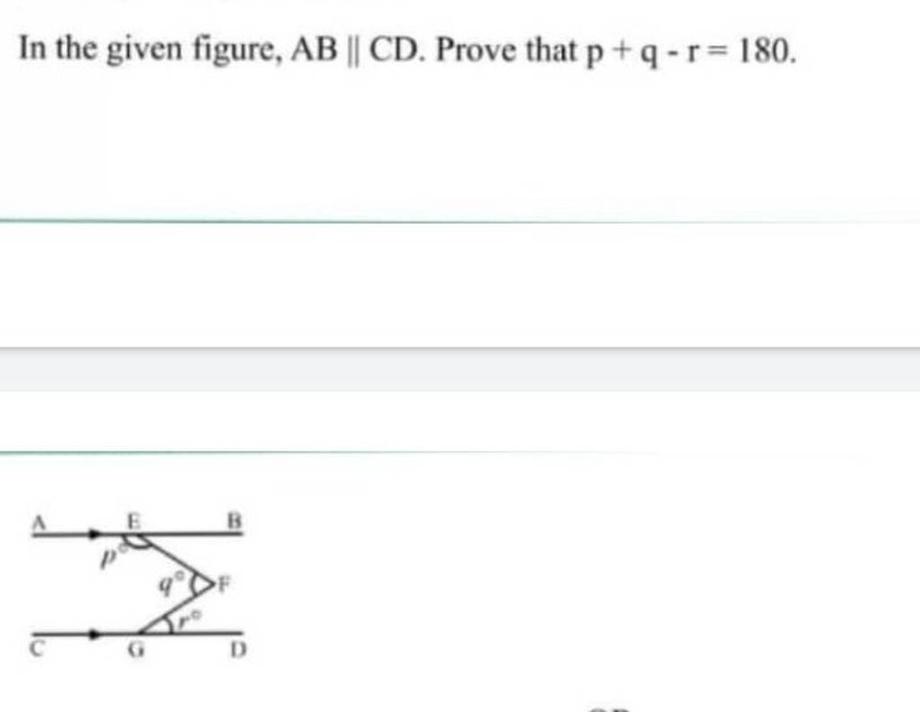 In The Given Figure Ab∥cd Prove That P Q−r 180 Filo