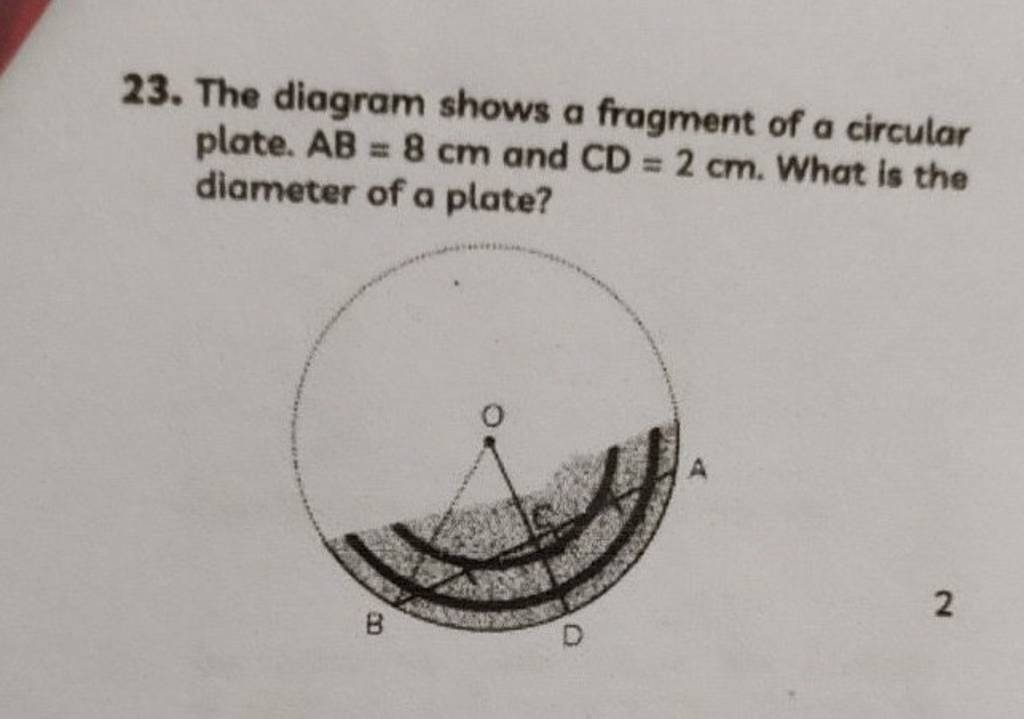 23 The Diagram Shows A Fragment Of A Circular Plate AB 8 Cm And CD 2 Cm 