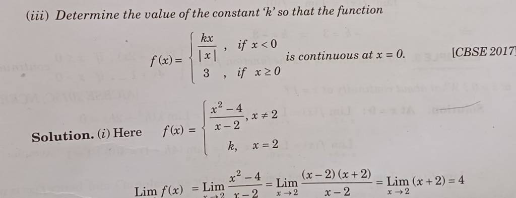(iii) Determine the value of the constant ' k ' so that the function
f