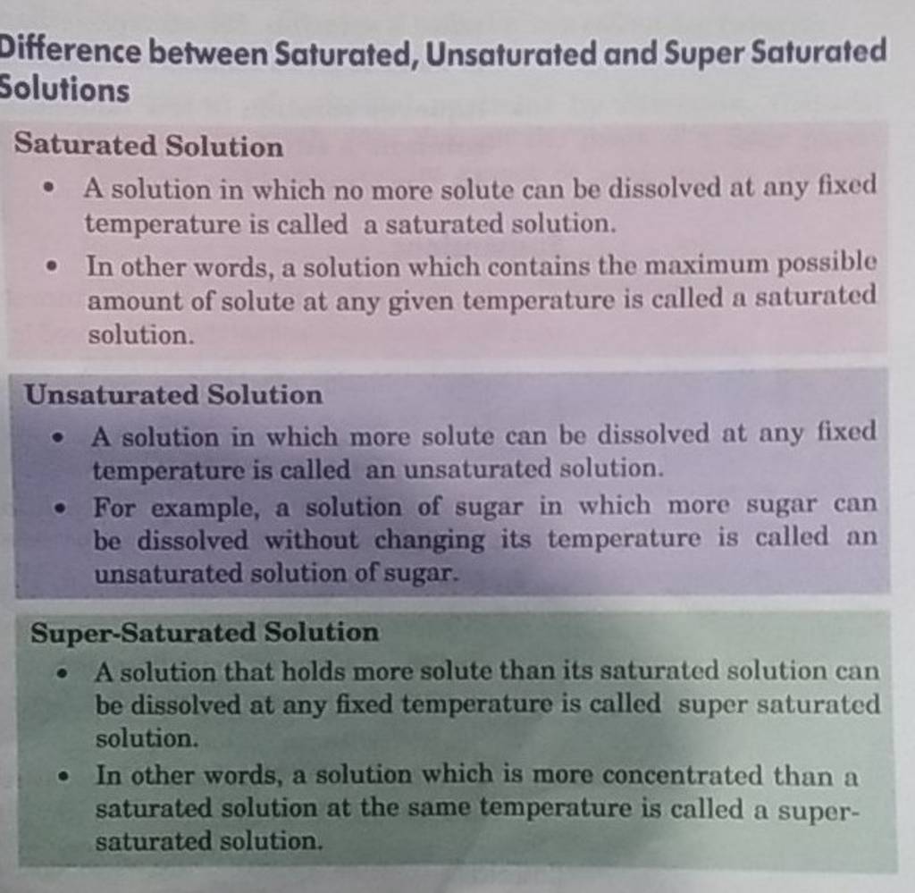 Difference Between Saturated And Unsaturated Solution Class 6