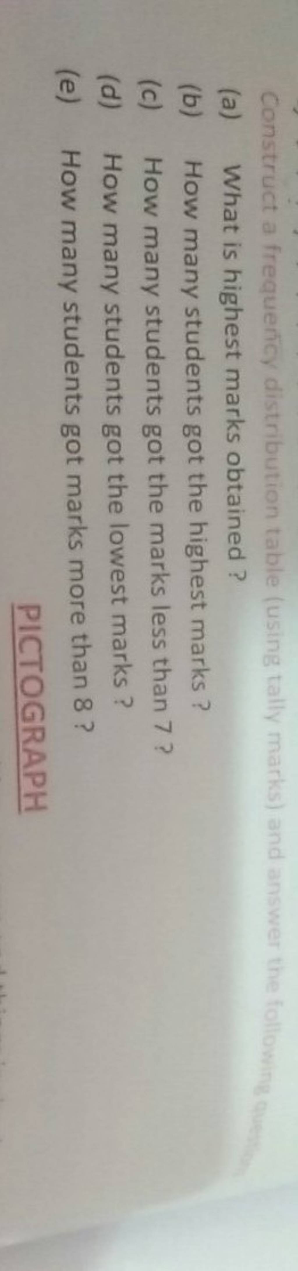 Construct a frequeñcy distribution table (using tally marks) and answer t..