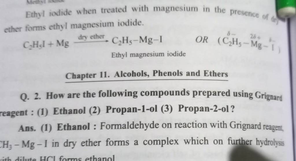 Ethyl Iodide When Treated With Magnesium In The Presence Of Dre Ether For 0270