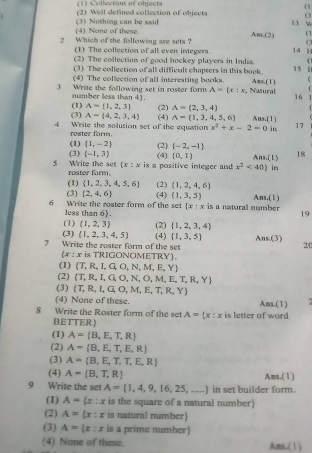 7 Write the roster form of the set Filo