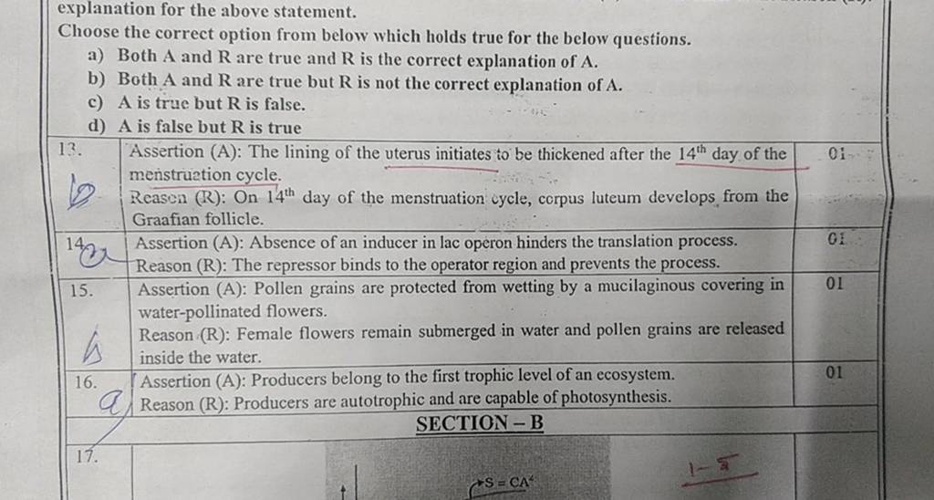 explanation for the above statement. Choose the correct option from below..