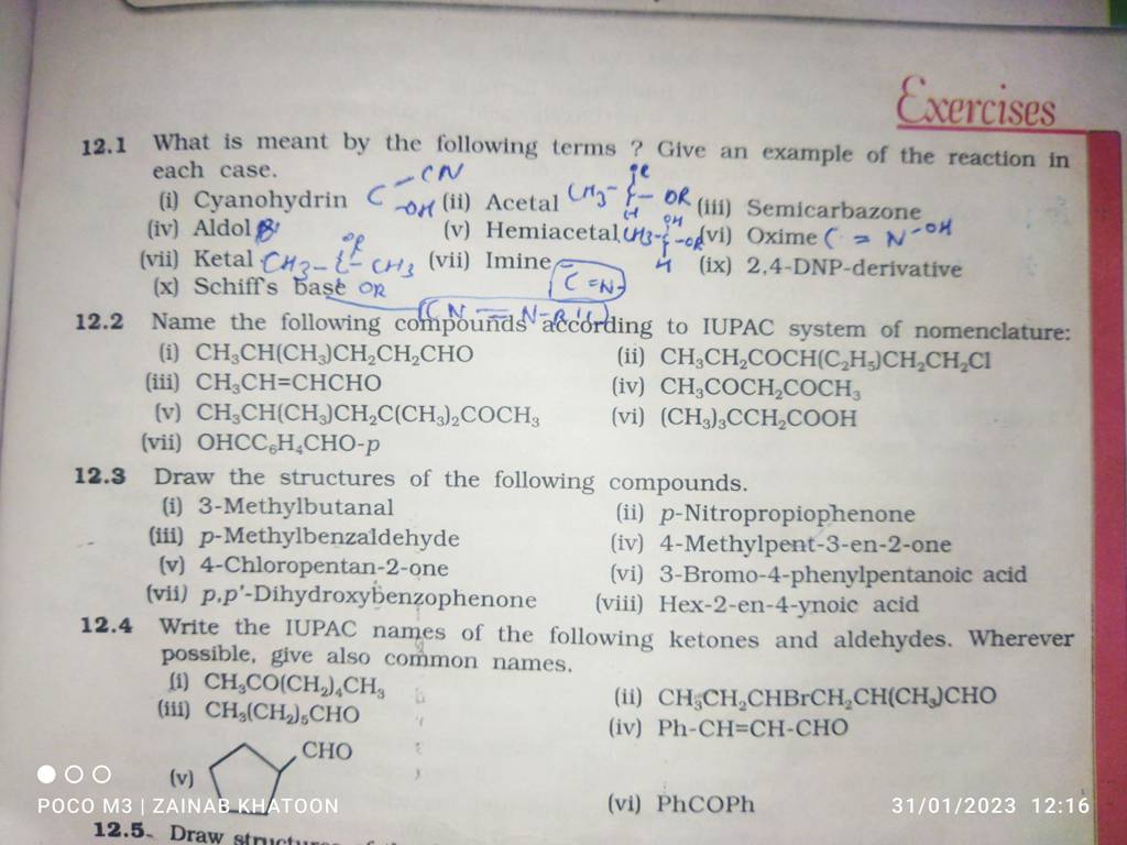 12.3 Draw the structures of the following compounds. | Filo