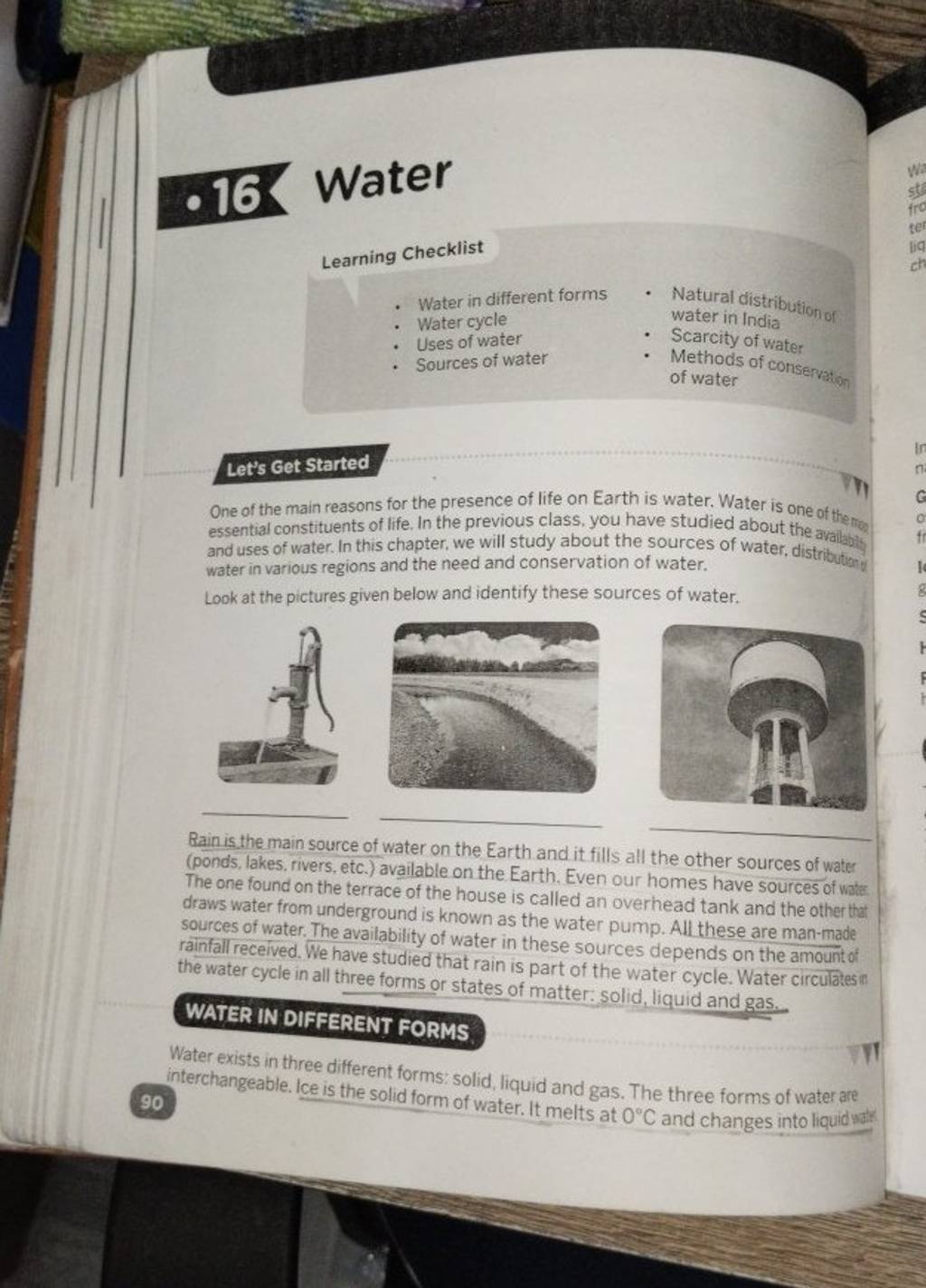  16 Water Learning Checklist Water in different forms Water cycle