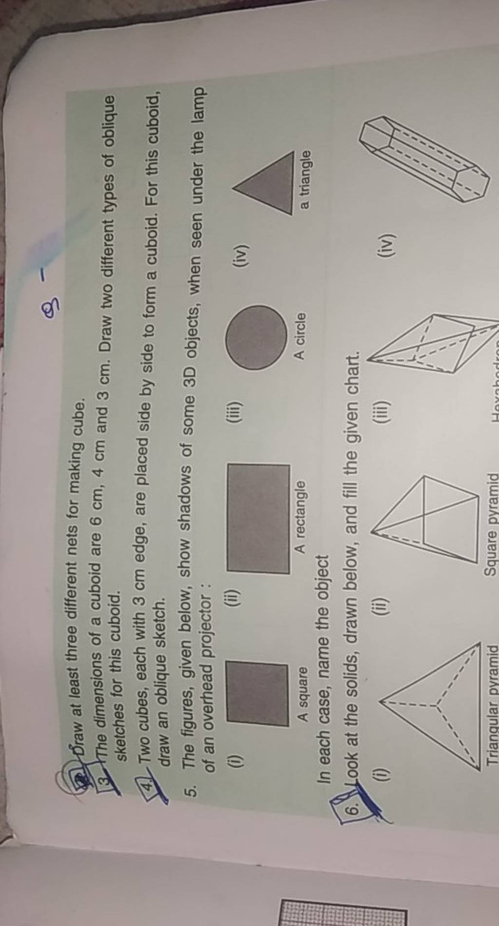 2. Draw at least three different nets for making cube. 3. The dimensions