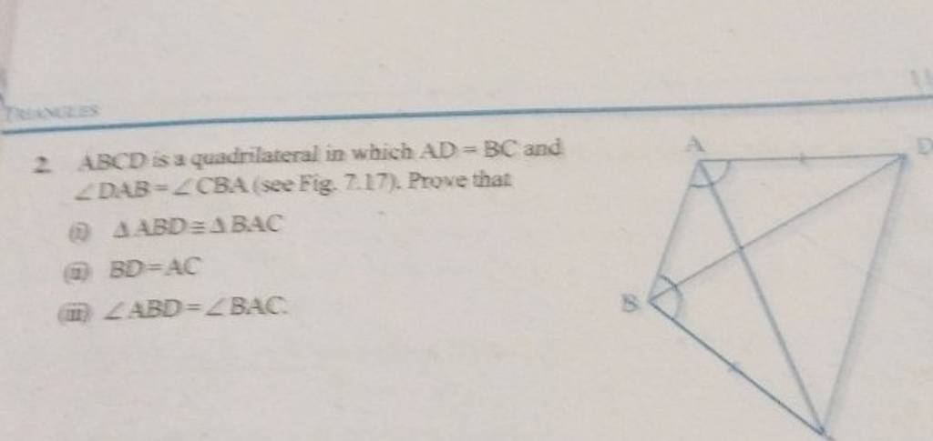 2 Abcd Is A Quadrilateral In Which Adbc And ∠dab∠cba See Fig 717 0423