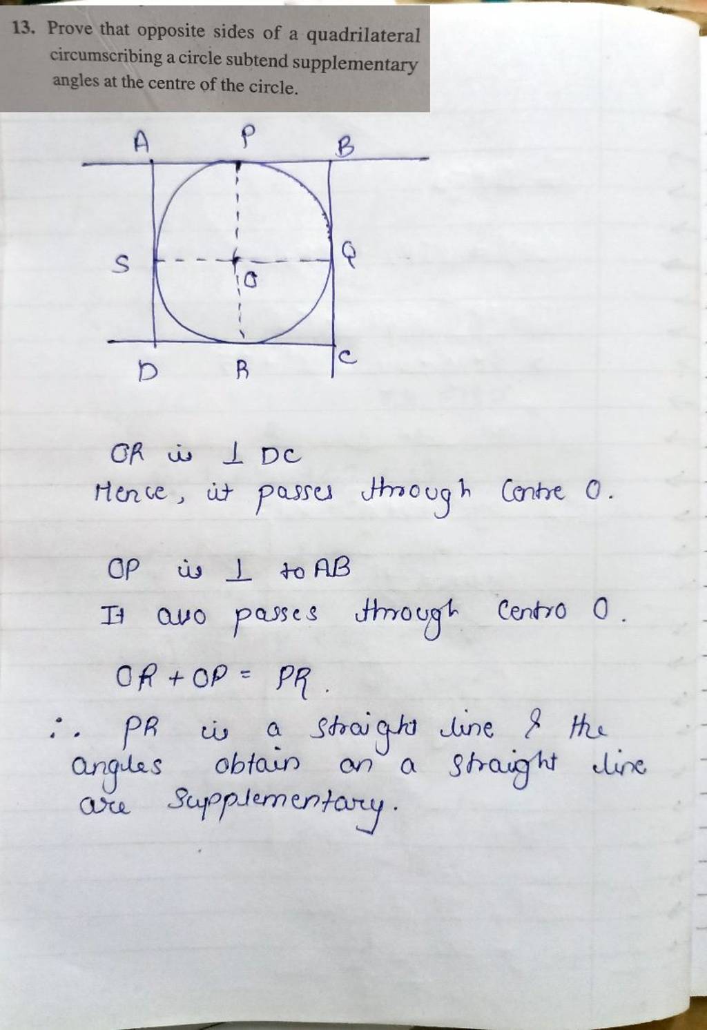 13-prove-that-opposite-sides-of-a-quadrilateral-circumscribing-a-circle