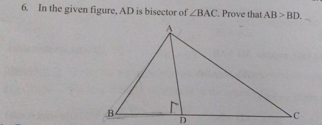 6 In The Given Figure Ad Is Bisector Of ∠bac Prove That Abbd Filo 1709