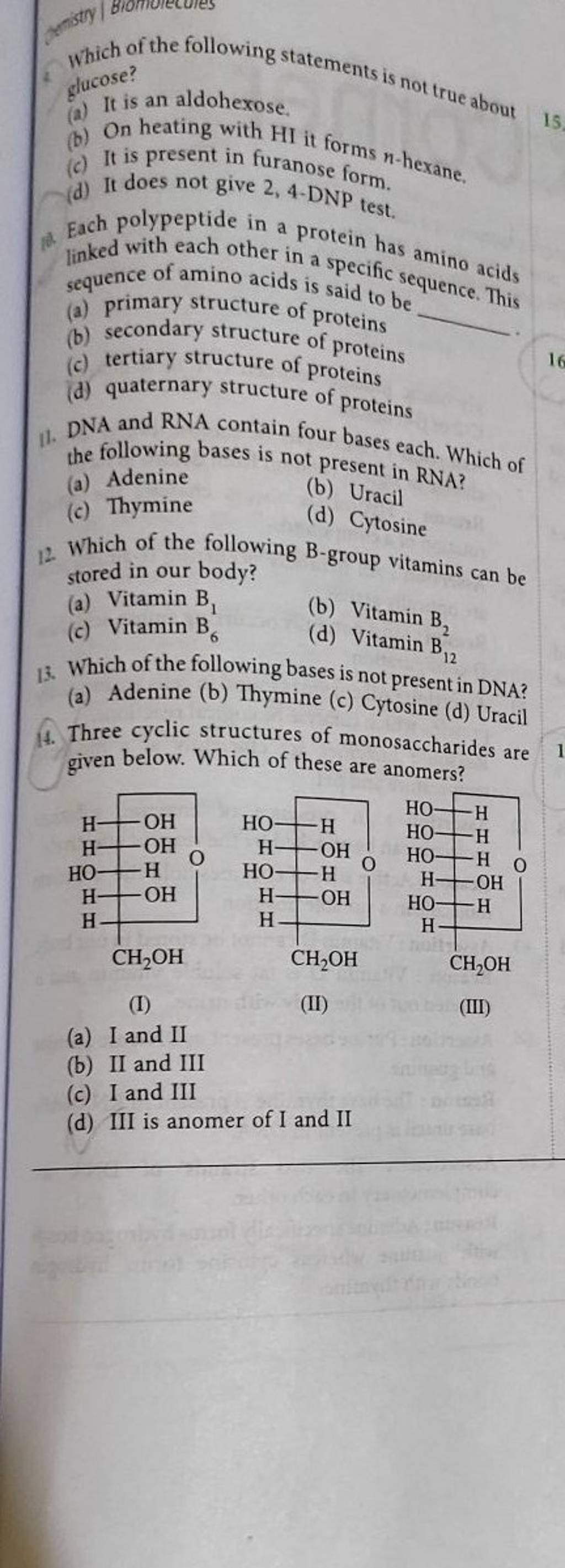 Each polypeptide in a protein has amino acids linked with each other in a..