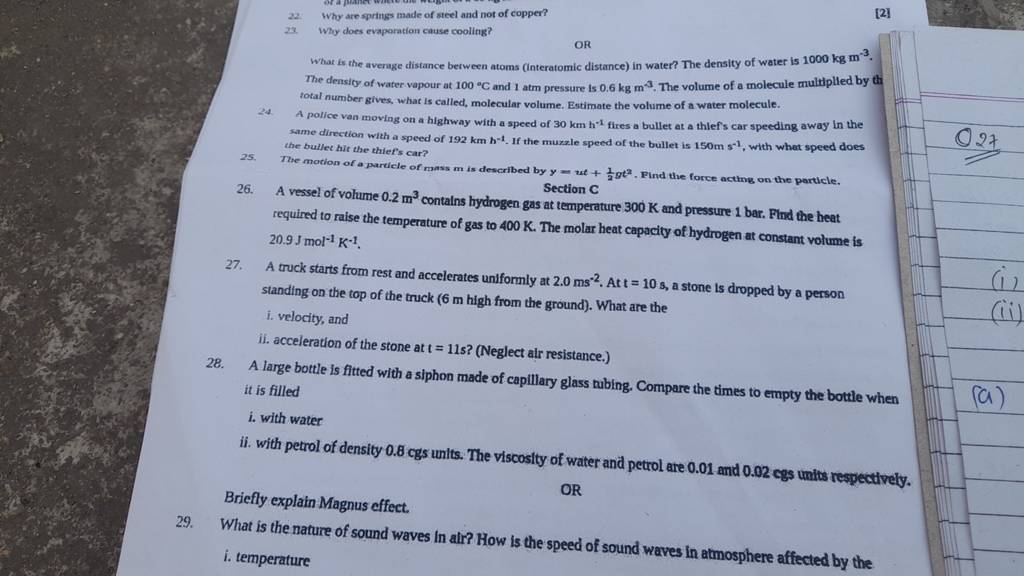 22. Why are springs made of steel and not of copper? [2] 22. Why does eva..