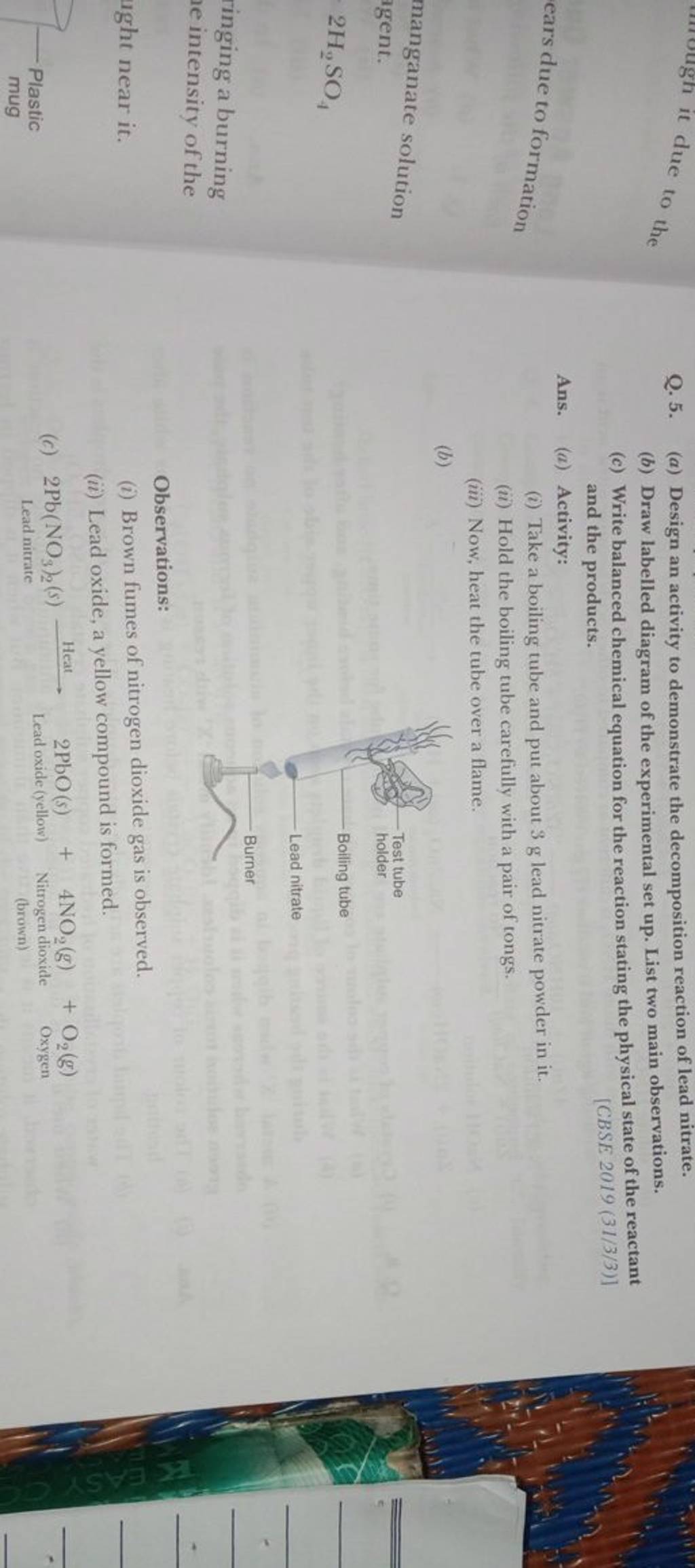 Q. 5. (a) Design An Activity To Demonstrate The Decomposition Reaction Of..