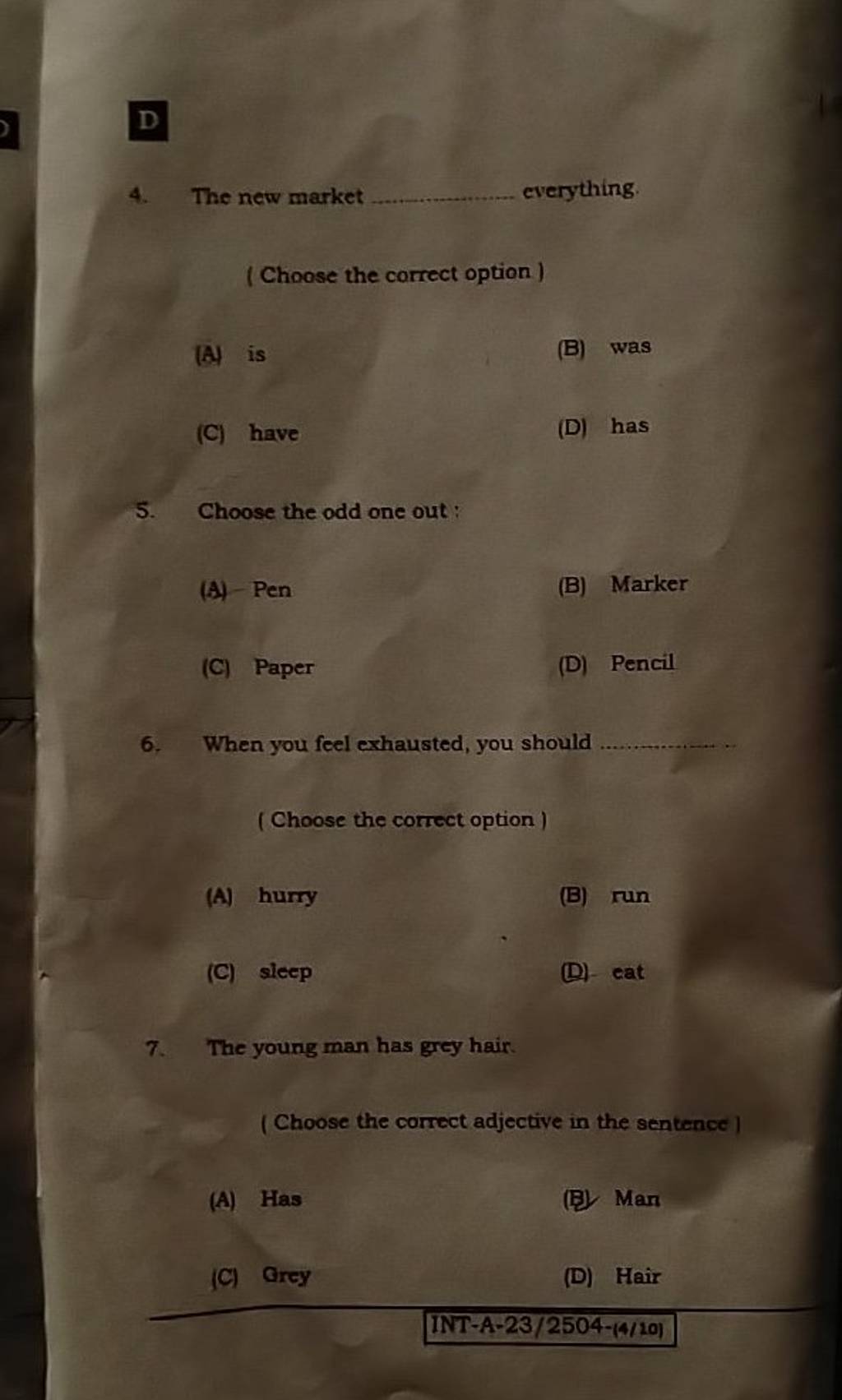 When you feel exhausted, you should (Choose the correct option) Filo