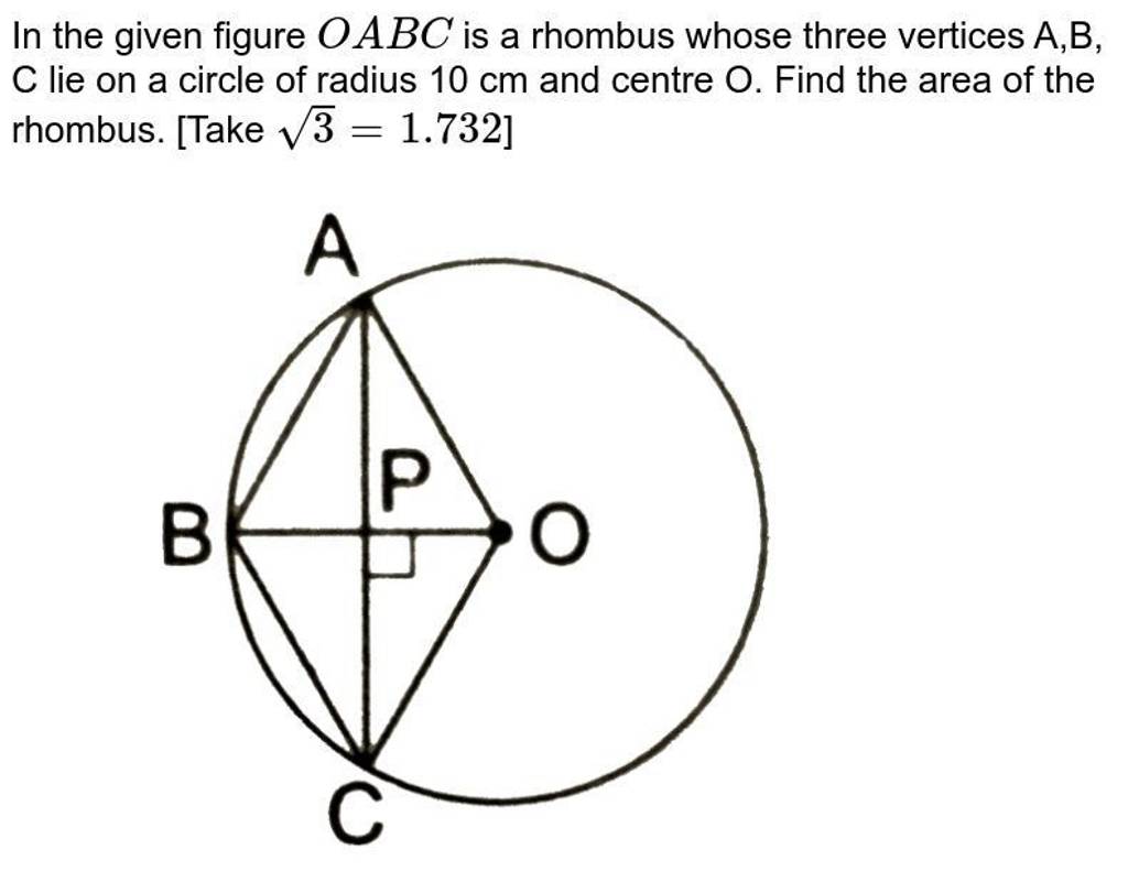 In the given figure OABC is a rhombus whose three vertices A,B, C lie on