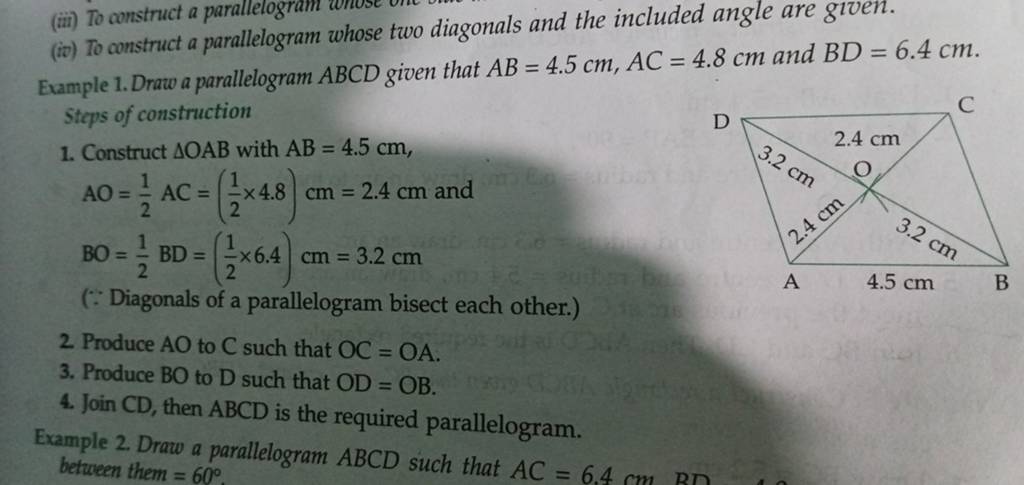 Iv To Construct A Parallelogram Whose Two Diagonals And The Included An 3902