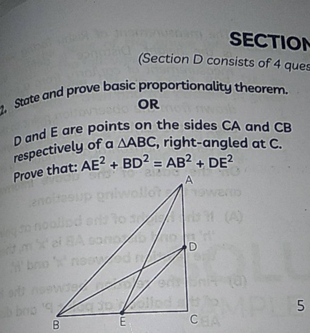 (Section D Consists Of 4 Ques State And Prove Basic Proportionality Theor..