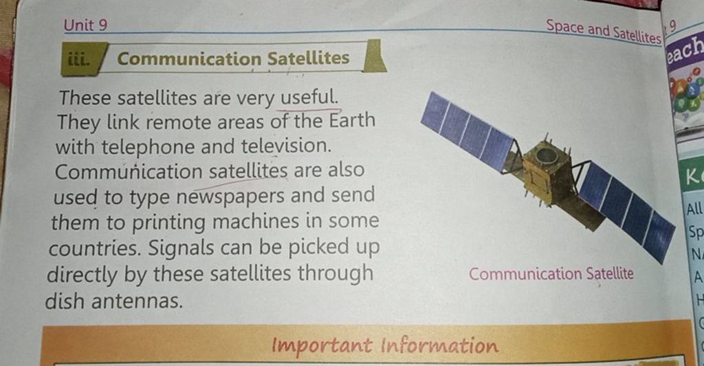 Unit 9 iii. Communication Satellites These satellites are very useful. Th..