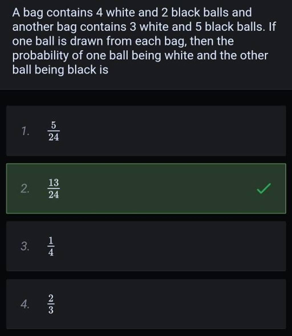 There are two bags , bag I and bag II . Bag I contains 4 white and 3 red  balls while another bag II contains 3 white and 7 red balls .