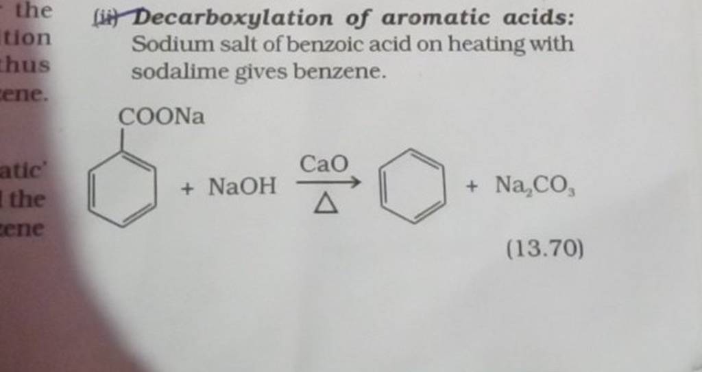 The (ii) Decarboxylation Of Aromatic Acids: Sodium Salt Of Benzoic Acid O..