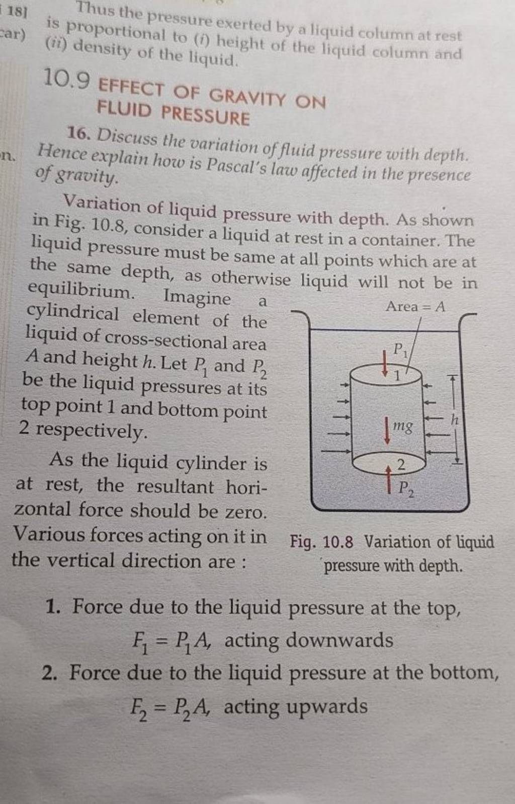 thus-the-pressure-exerted-by-a-liquid-column-at-rest-is-proportional-to