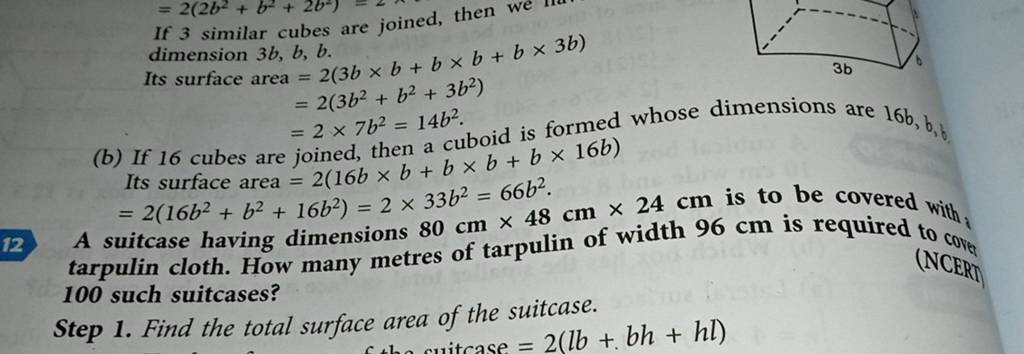 If 3 Similar Cubes Are Joined, Then We Dimension 3b,b,b. Its Surface Area..