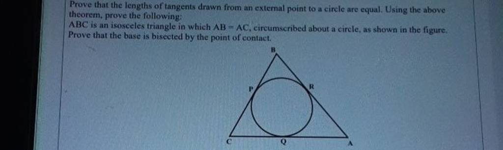 Prove That The Lengths Of Tangents Drawn From An Extemal Point To A Cirel 7822