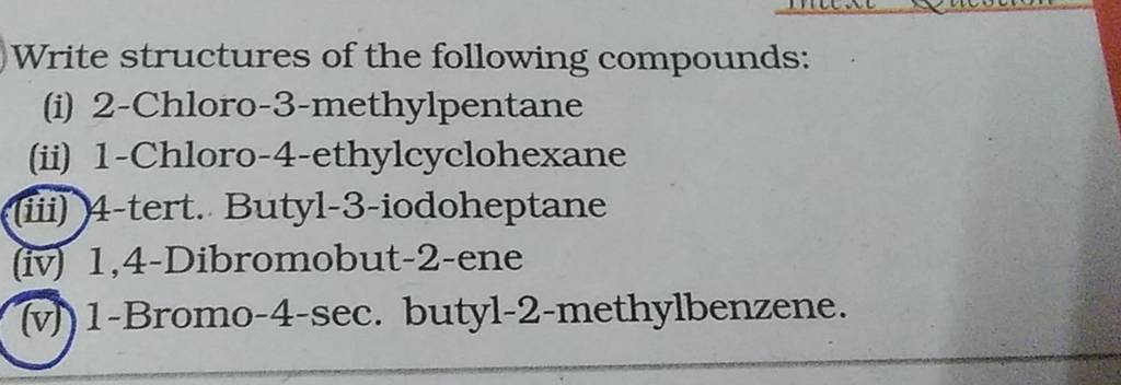 Write Structures Of The Following Compounds Filo 