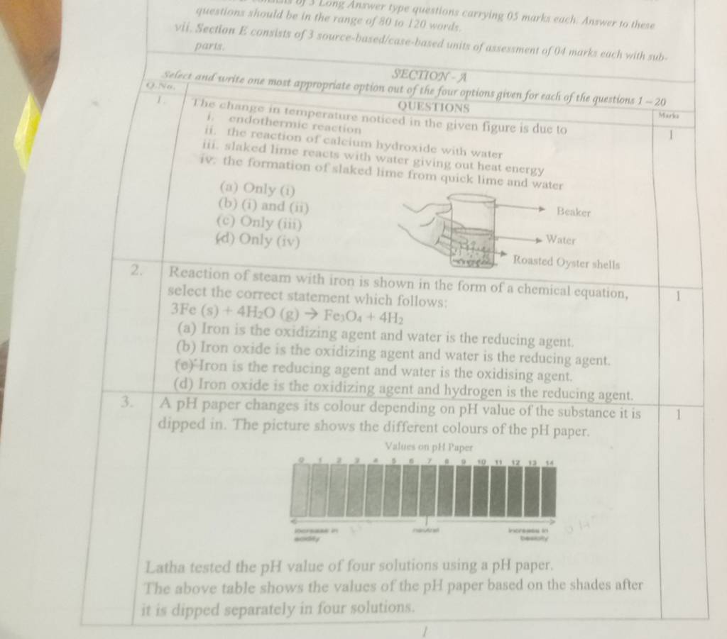Reaction of steam with iron is shown in the 3Fe(s)+4H2 O(g)→Fe3 O4 +4H2