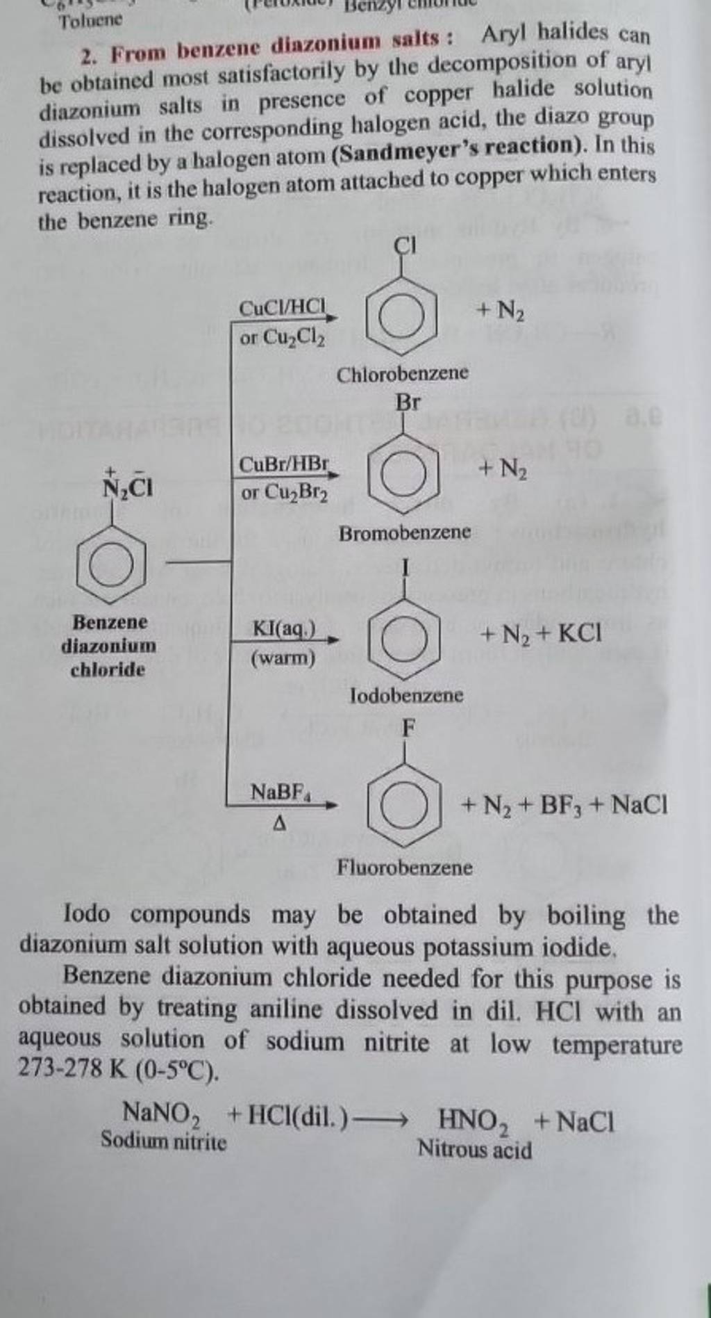 2-from-benzene-diazonium-salts-aryl-halides-can-be-obtained-most-satis