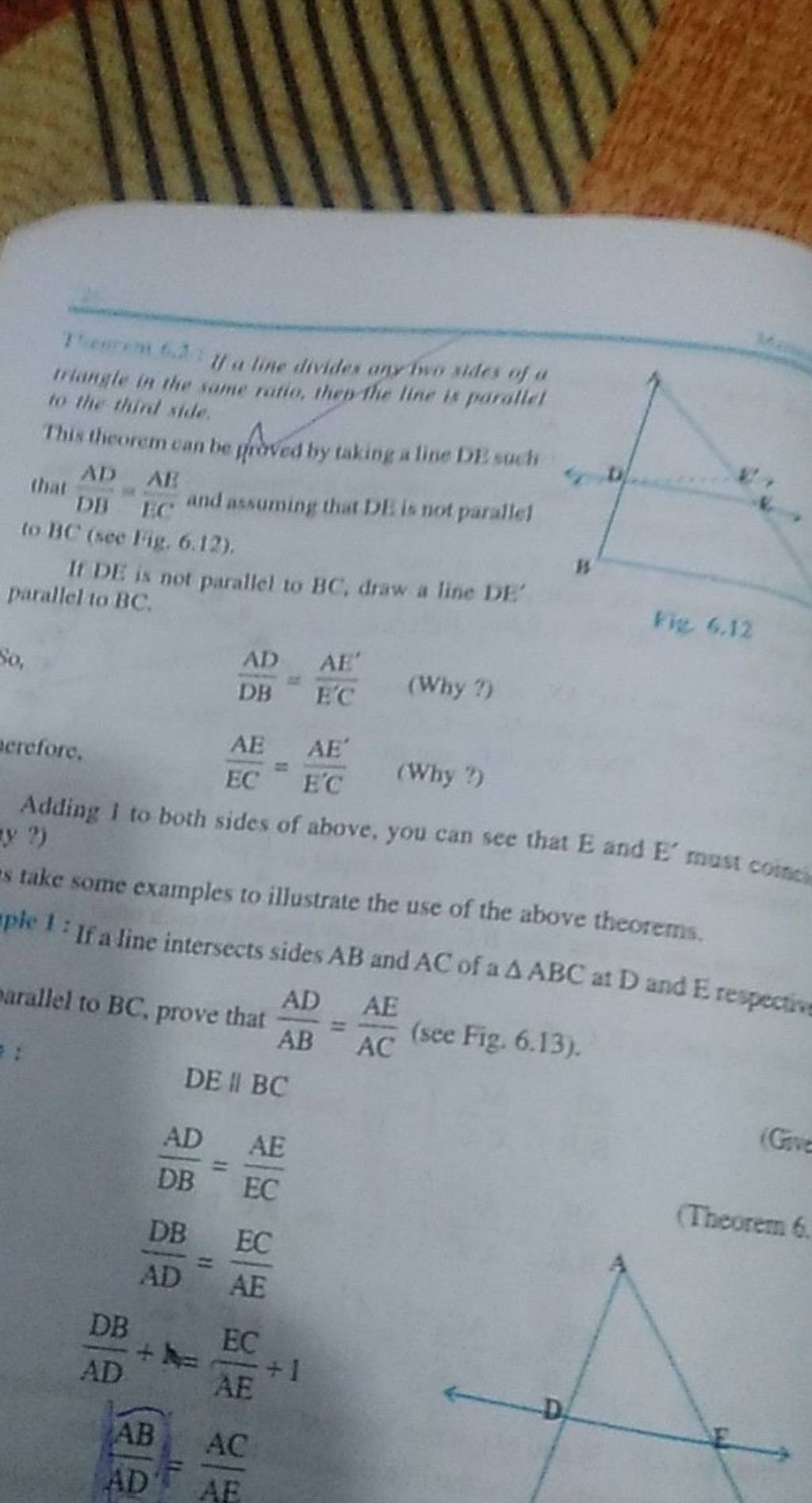 It u line divides ang bwo shdes of a to thie thirid side. This theorem c..