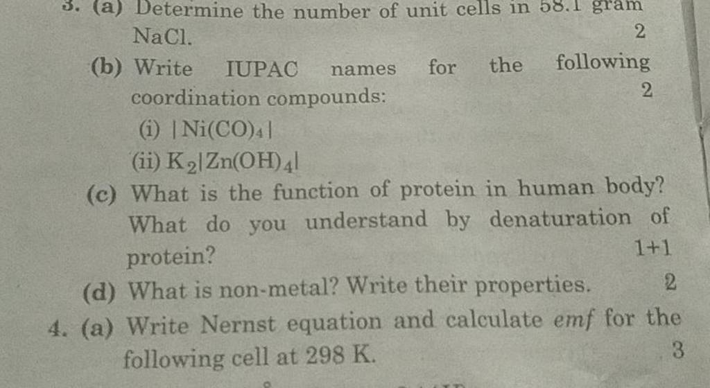 Nacl B Write Iupac Names For The Following Coordination Compounds I