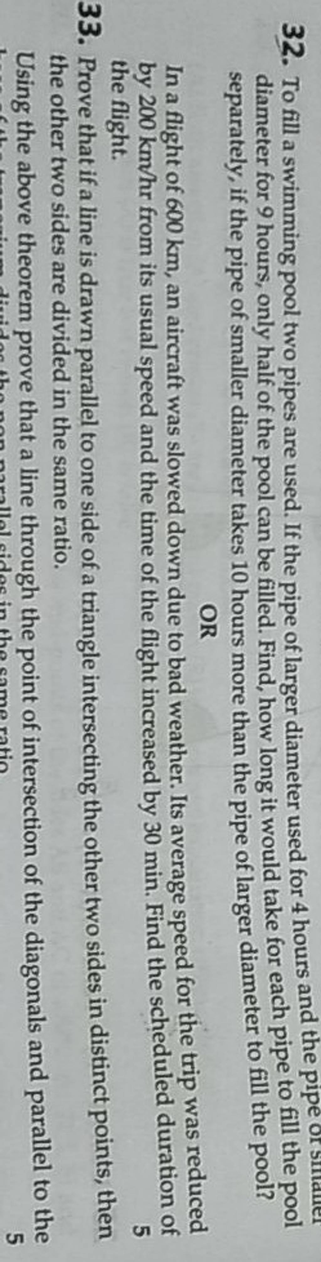 32. To fill a swimming pool two pipes are used. If the pipe of larger dia..