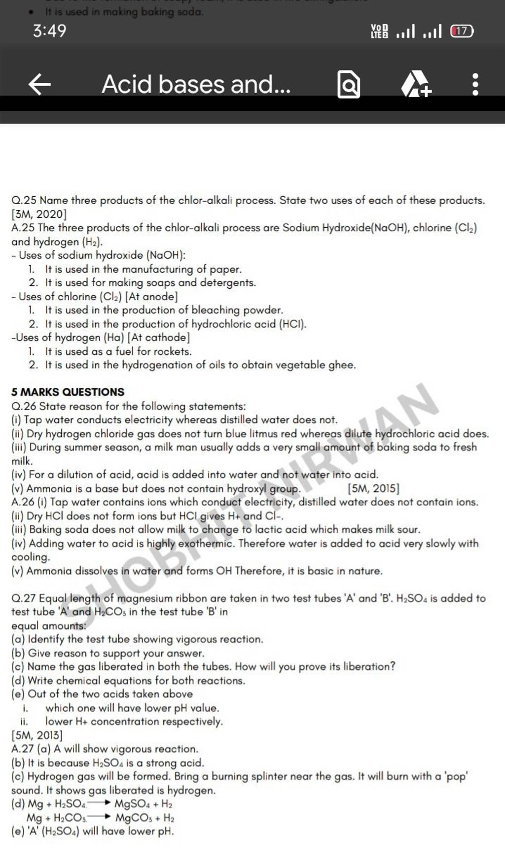  It is used in making baking soda. 349 는 ,Ill ,ill 17 Acid bases and.....