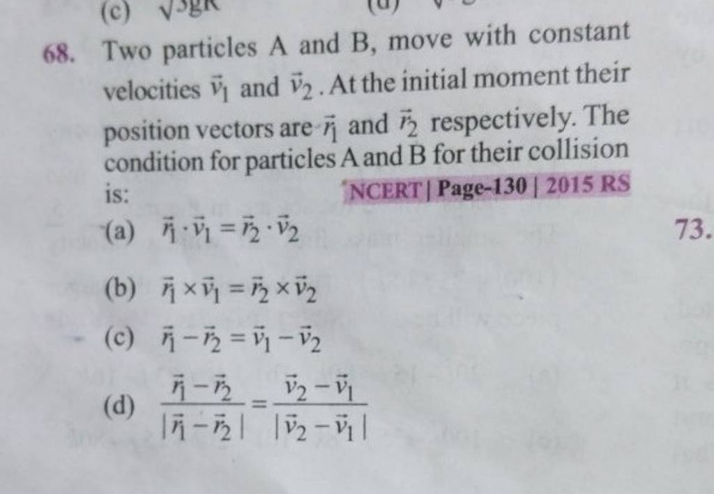 68. Two Particles A And B, Move With Constant Velocities V1 And V2 . At