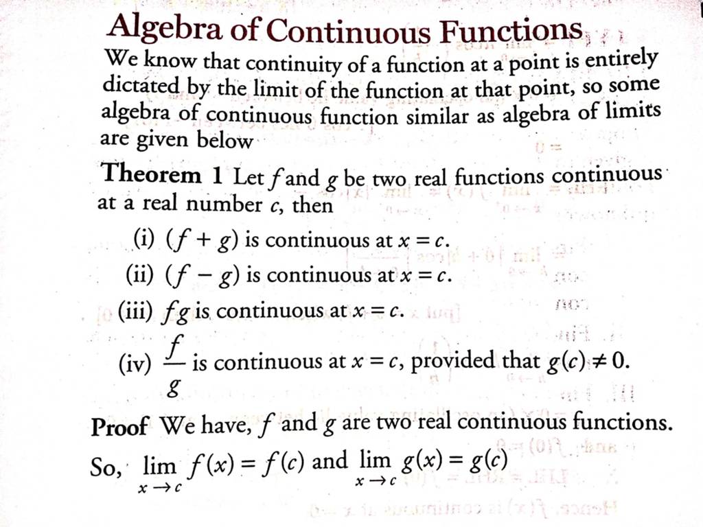 Algebra Of Continuous Functions We Know That Continuity Of A Function At 3595