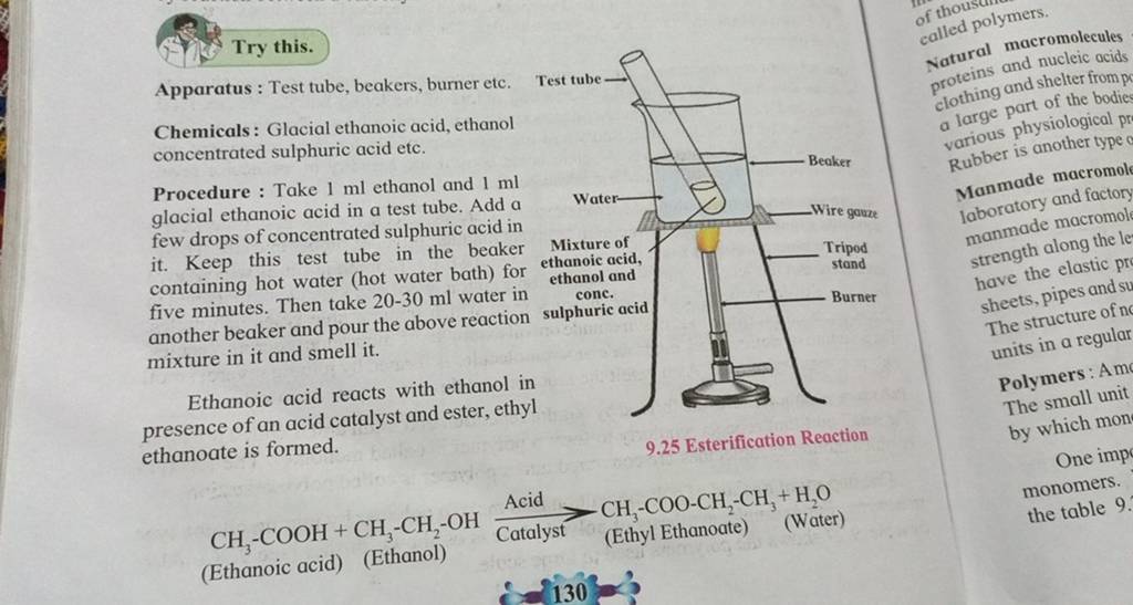 Try this. Apparatus : Test tube, beakers, burner etc. Chemicals: Glacial