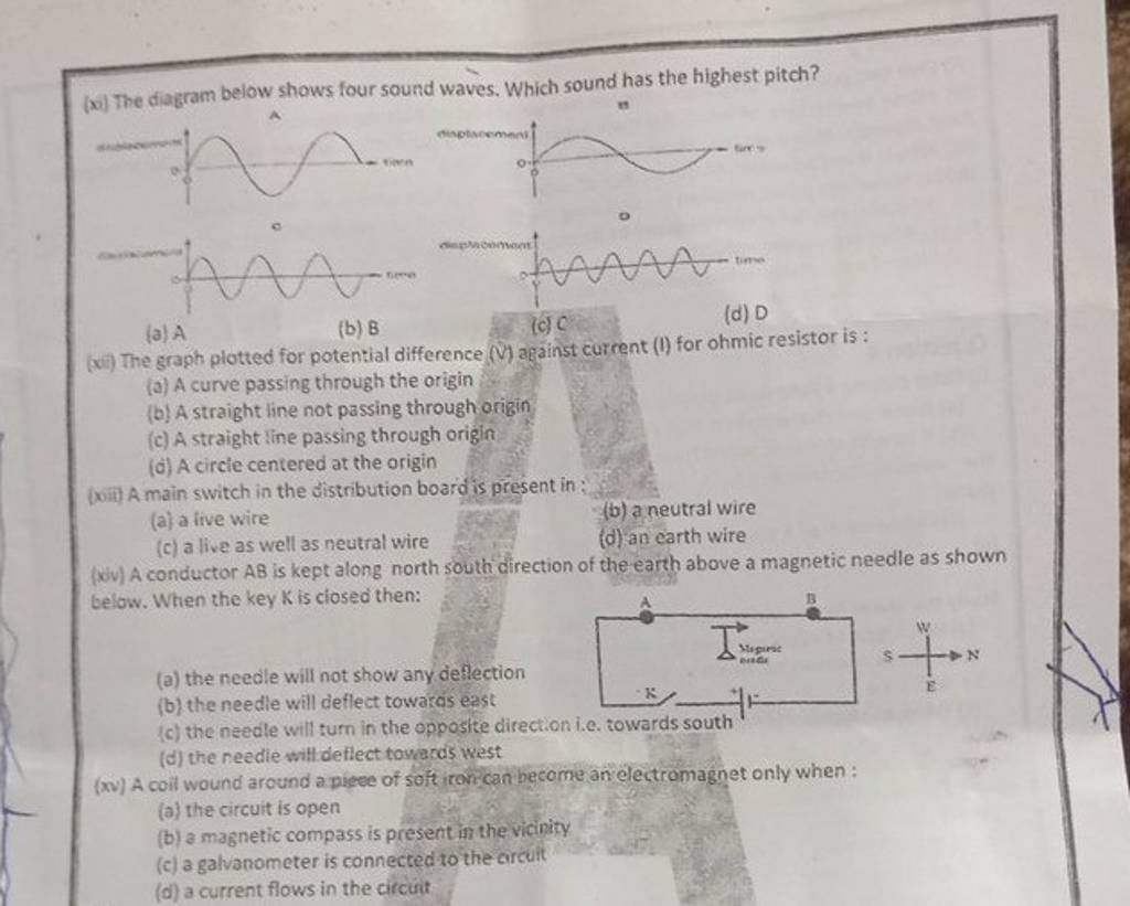 The diagram below shows four sound waves. Which sound has the highest pi..