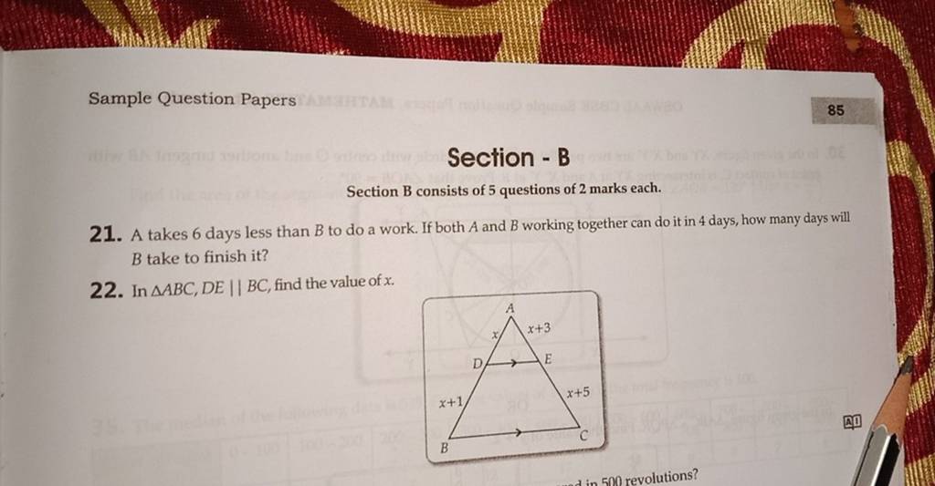 Sample Question Papers Section - B Section B Consists Of 5 Questions Of 2..