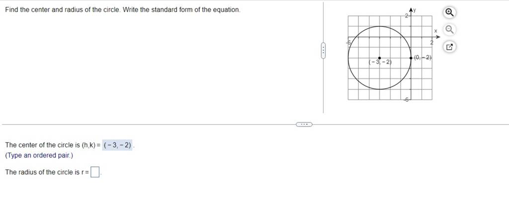 Find the center and radius of the circle. Write the standard form of t