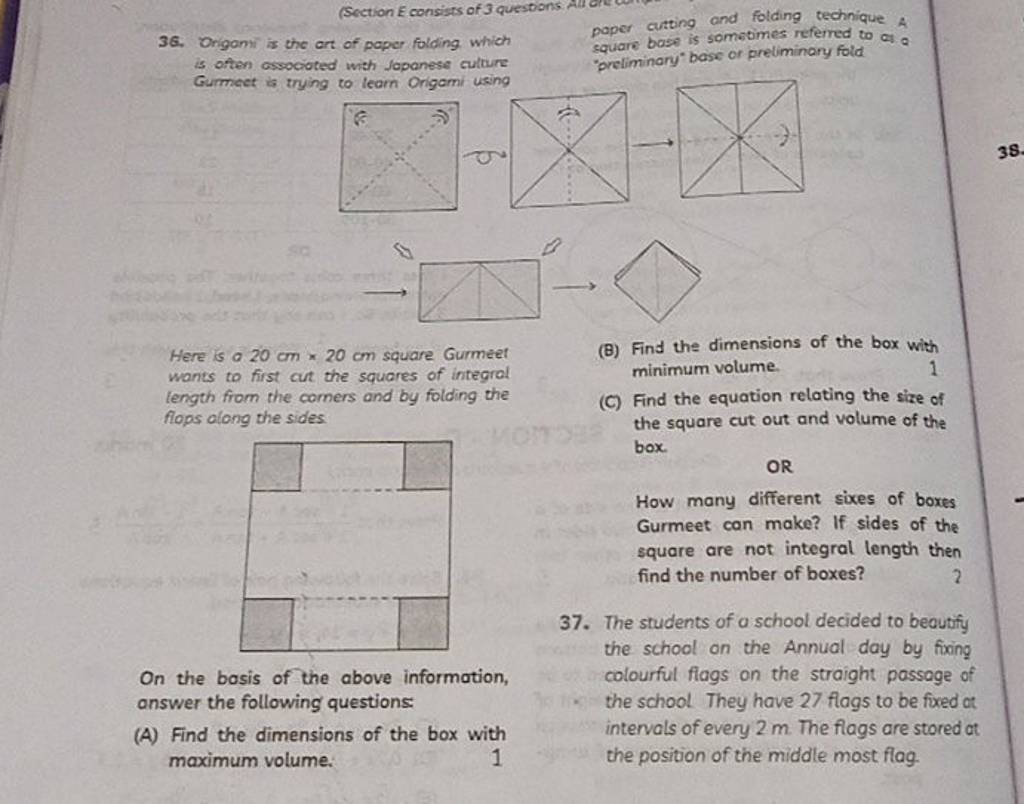 36. Origanil is the art of paper folding which paper cutting and folding