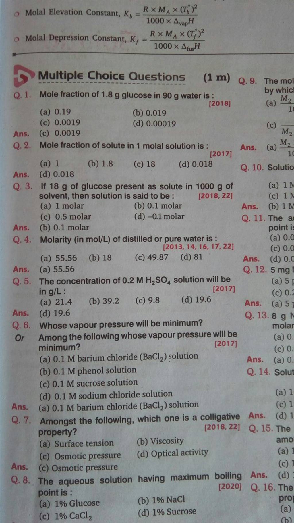what is the si unit of molal elevation constant kb