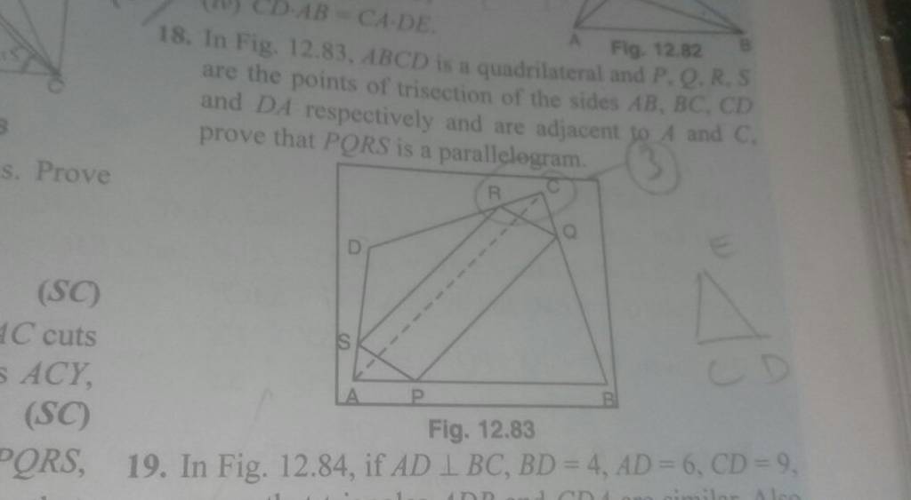 18 In Fig 1283 Abcd Is A Quadrilateral And Pqrs Are The Points Of 0267