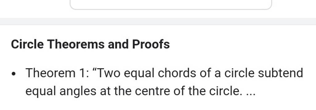 Circle Theorems And Proofs Theorem 1 Two Equal Chords Of A Circle Sub 5489