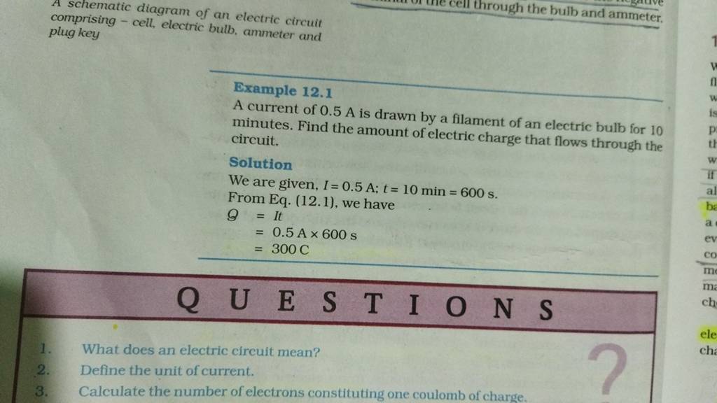 A Schematic Diagram Of An Electric Circuit Comprising Cell Electric Bu 