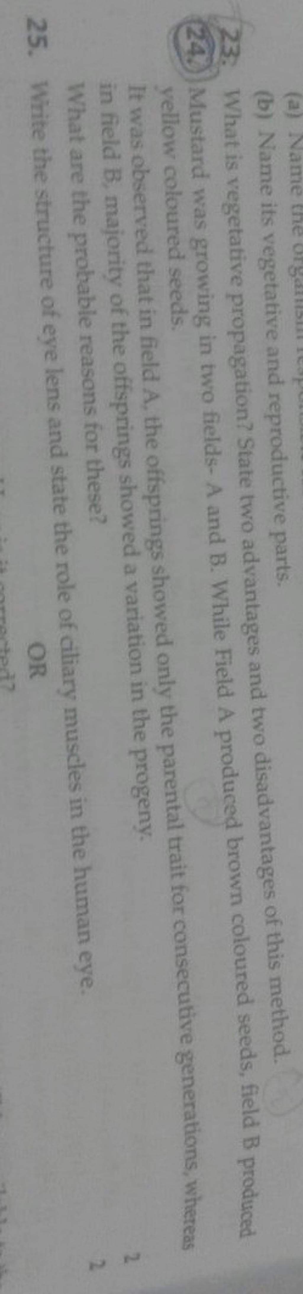 (b) Name its vegetative and reproductive parts. 23. What is vegetative pr..